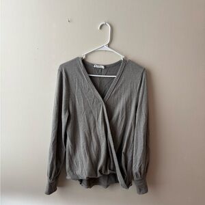 All in Favor Charcoal V-Neck Blouse